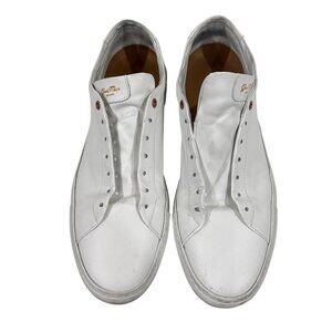 Goodman Brand Men's White Leather Low-Top Sneakers Size: 13 Made In Italy